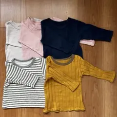 80サイズ 長袖トップス 5枚セット まとめ売り 保育園着 オーガニックコットン