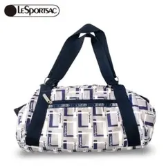 レスポートサック トートバッグ Lロゴ 総柄 グレー×ネイビー