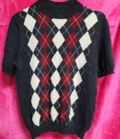 希少バーバリー　アーガイル柄 半袖ニット