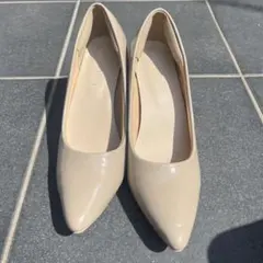 ベージュ ポインテッドトゥ ハイヒール　23.5-24cm