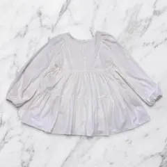 美品✨ミスティック ナイロンギャザーブラウス ティアードチュニック F ホワイト