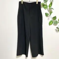 【ザラ】カジュアルパンツ ロング丈 黒 スラックス 伸縮性あり USA（M）