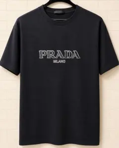 ✨美品✨PRADA 三角ロゴプレート コットン Tシャツ メンズ ブラック