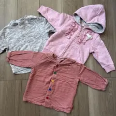 女児80㎝ 長袖トレーナーパーカー3枚セット