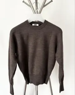 UNIQLO ユニクロ ダブルフェイスクルーネックセーター S ダークブラウン