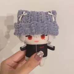 【紫キラgr】にじぱぺっと　ぬい帽子　ぬい服　ネコ耳　ニット帽 10cmぬい