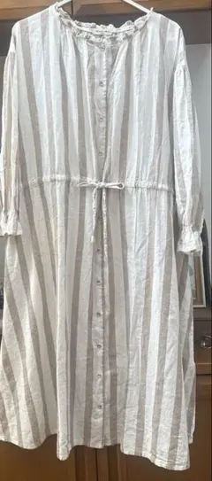 サマンサモスモス　前開きロングワンピース　ストライプ