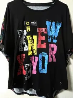 変形トップス　ストリート系　ゆったりtシャツ