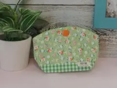 ハンドメイド ポーチ 花柄 グリーン系