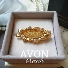 AVON エイボンロゴブローチ ゴールド ボタニカル 楕円形 ヴィンテージ