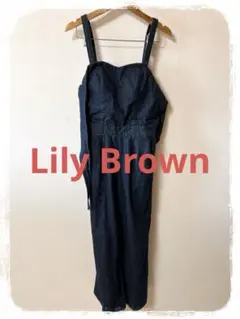 ☘️T20783☘️Lily Brown リボン デニム オールインワン 0のサムネイル