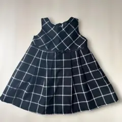 西松屋　黒と白のチェック柄ワンピース　80