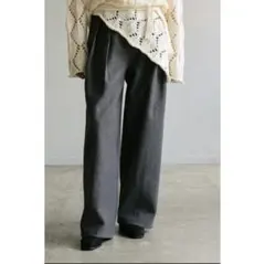 select MOCA フェイクウールタックワイドパンツ ダークグレー