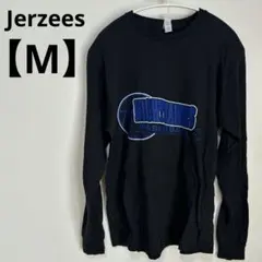 Jerzees 【M】バスケットボールロゴ ロングスリーブ 黒ブラック
