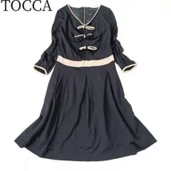 【TOCCA/トッカ】ロングワンピース　リボン　フレア　ブラック　Aライン　黒