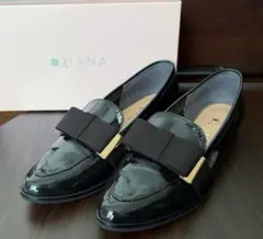 【新品・未使用】銀座ダイアナ DIANA エナメル 平リボン　オペラシューズ