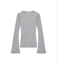 ZARA レディース 長袖 フレアスリーブ カットソー グレーのサムネイル