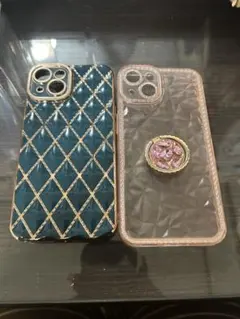 iPhoneケース ダークグリーンとクリアセット