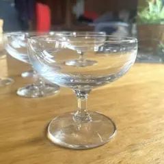 昭和レトロ脚付デザートガラス食器5個セット　シンプルデザインのサムネイル
