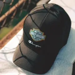 Champion × HD ベースボールキャップ ブラック＆ダークグリーン