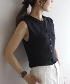 【2025SS】Bonjour Sagan 前後2WAY スラブニットタンク 紺