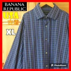 USA 古着 バナナリパブリック 長袖 シャツ グラフチェック オンブレ XL