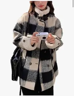 チェックコート ピーコート