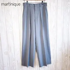 美品 ウール混 マルティニーク スタイル映えするタックワイドパンツ ストライプ