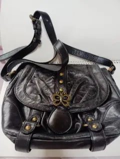 ANNA SUI　レザー　ショルダーバッグ　ポシェット　蝶々　バタフライ　本革