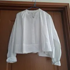 ホワイト コットン 長袖シャツ Fサイズ