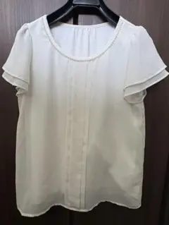 ✨ホワイト 半袖ブラウス ✨シンプルデザイン✨5号XS✨のサムネイル