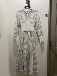 SNIDEL ストライプシャツ 원피스 ドッキング
