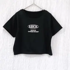 4512 GRL ラインストーン ロゴ Tシャツ 半袖 ブラック ミニ丈　F