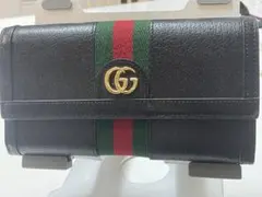 ルナ様専用です◎超美品◎GUCCI シェリーライン◎二つ折りブラック ストライプ