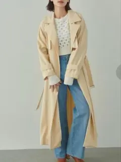 EMMEL REFINES EM ベルテッド フレア ロング トレンチコート