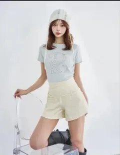 ダブルクロスベルトショートパンツ　 アイボリー　ホワイト