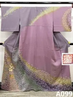 訪問着 金通し 銀彩 金通し 蝶文様 花模様 着物 053b - メルカリ