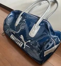 【PUMA】90s美品 エナメル ボストンバッグ / スポーツバッグ ネイビー