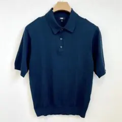 【美品】ユニクロ ウォッシャブルニットポロセーター ネイビー Mサイズ