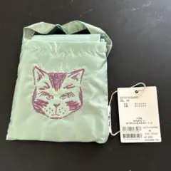 値下げ 未使用　ear 猫刺繍エコバッグ グリーン