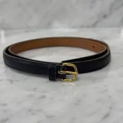1979年 HERMES エルメス ベルト 本革 細ベルト ネイビー 細幅のサムネイル