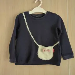 Moujonjon ネイビー 裏起毛ニットトレーナー 100