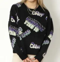 コミックロゴ配色ニットプルオーバー