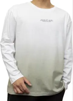 新品　Tシャツ　カットソー　メンズ　長袖　L グラデーション　ビッグシルエット
