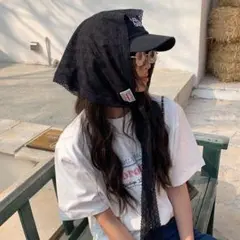 ブラック レース スカーフ