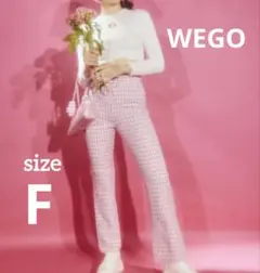 WEGO ウィゴ　wc ギンガムチェックパンツ　ピンク×ホワイト　F