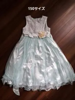 リトルプリンセス 150サイズ ミントグリーン レースドレス ノースリーブ