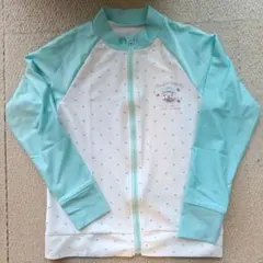 水色 ドット柄 ラッシュガード フルジップ