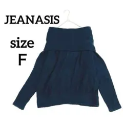 【目玉商品】ジーナシス　オフショルダーボートネック 長袖ニットセーター　ネイビー