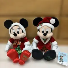 【美品】ミッキーミニー　クリスマス ぬいぐるみ　ディズニーストア
